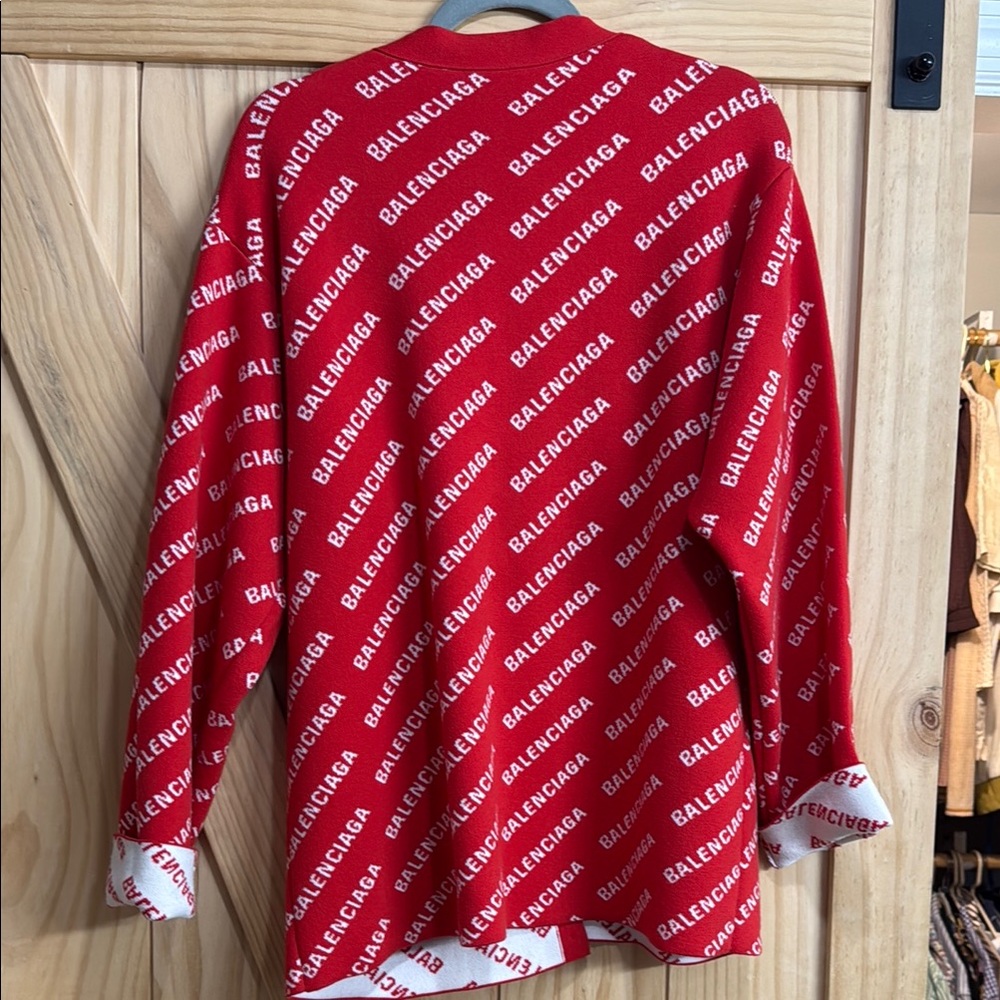Balenciaga Red and Cream Knit Top